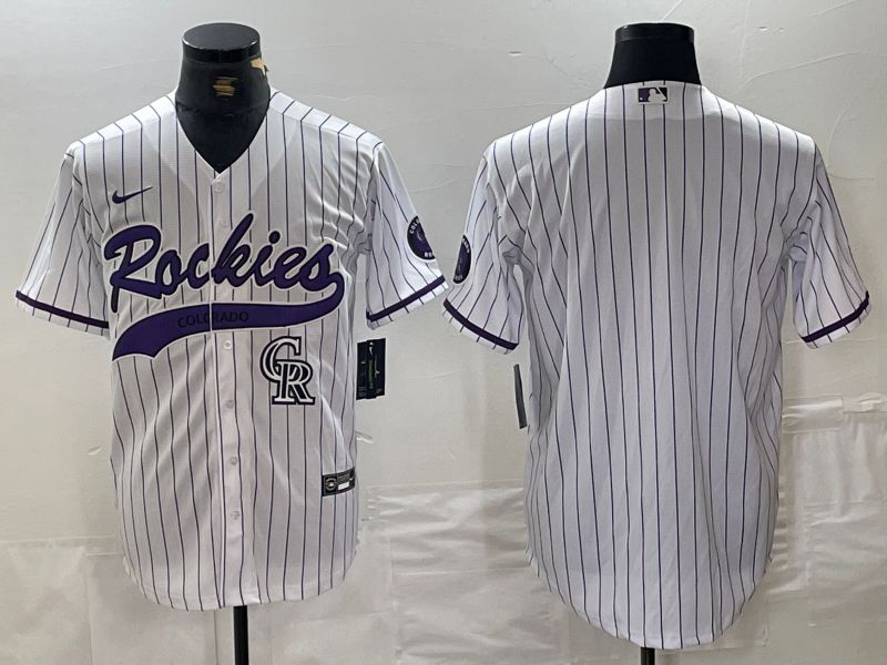 Men Colorado Rockies Blank White Stripe Joint name Nike 2024 MLB Jersey style 2